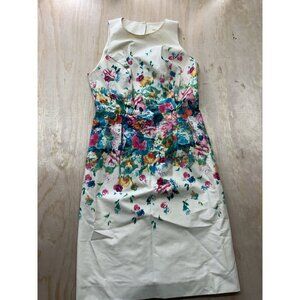 Anthropologie MAEVE Tea Garden Cream Floral Cutout Sheath Lined Dress Size 2